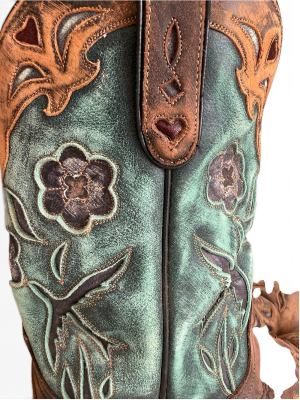 Dan Post Women’s 8.5 Cowboy Boots DP7914 Turquoise Floral Leather Western - Picture 11 of 15